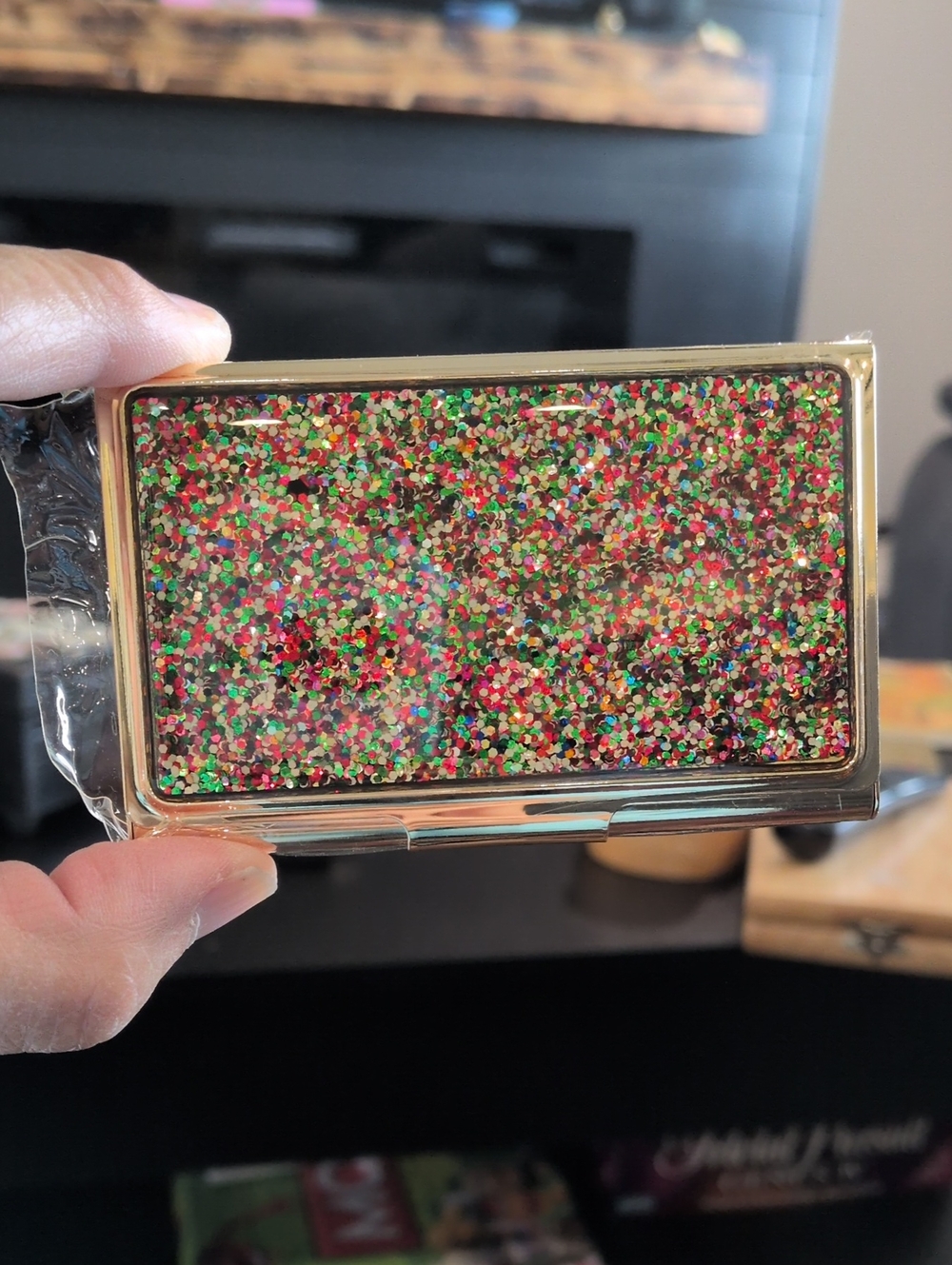 kate spade Gold Multicolor Glitter Card & Key Holder